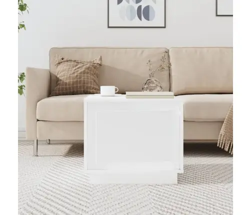 Kohvilaud, Kõrgläikega Valge, 51X50X44 cm Tehispuit
