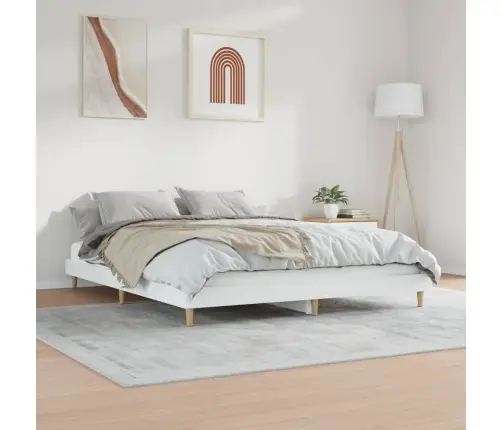 Voodiraam, Valge, 200 X 200 cm Tehispuit