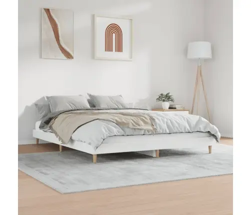 Gultas Rāmis, Spīdīgi Balts, 200X200 Cm, Inženierijas Koks Vidaxl