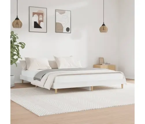 Gultas Rāmis, Spīdīgi Balts, 200X200 Cm, Inženierijas Koks Vidaxl