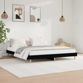 Voodiraam, Must, 120 X 200 cm Teras Ja Tehispuit