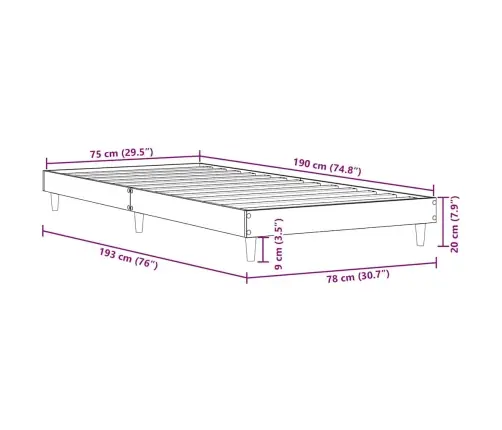 Gulta Bez Matrača, Ozolkoka, 75X190 Cm, Inženierijas Koks Vidaxl