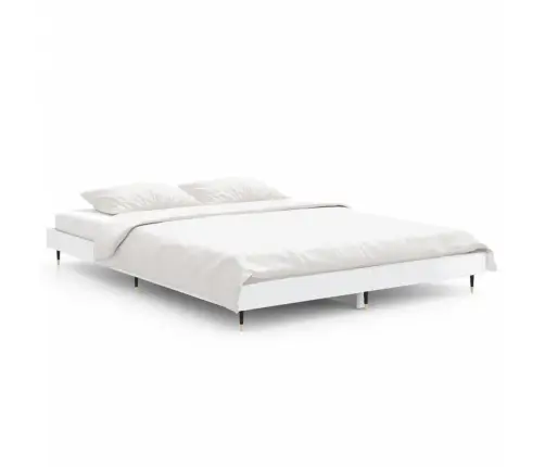 Voodiraam, Kõrgläikega Valge, 140 X 190 cm Tehispuit