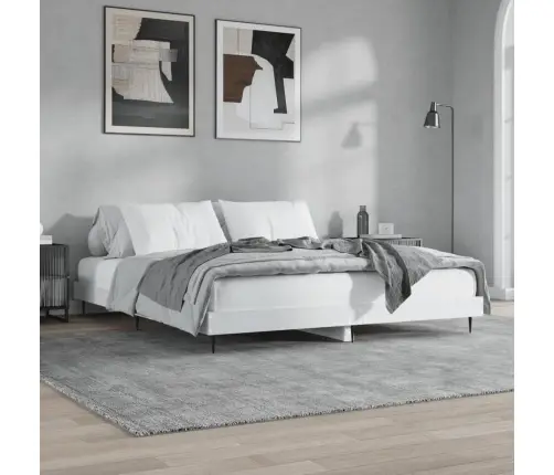 Gultas Rāmis, Balts, 150X200 Cm, Inženierijas Koks Vidaxl