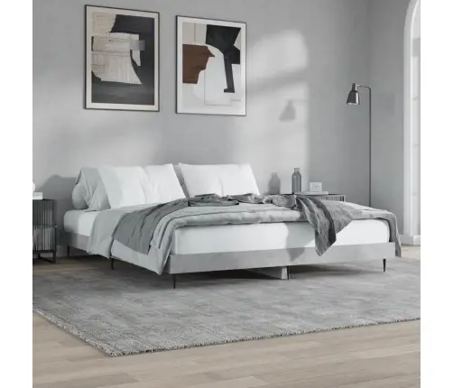 Gultas Rāmis, Betona Pelēks, 120X200 Cm, Inženierijas Koks Vidaxl