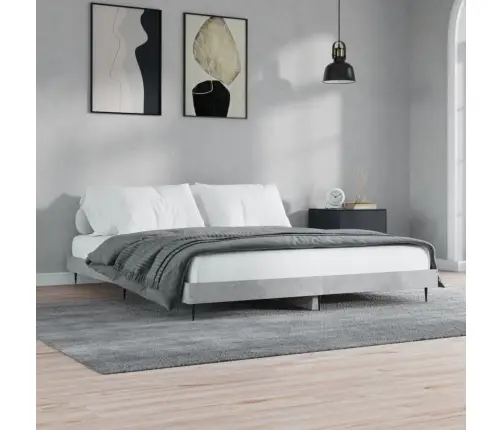 Gultas Rāmis, Betona Pelēks, 120X200 Cm, Inženierijas Koks Vidaxl
