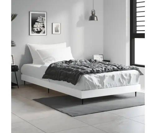 Voodiraam, Kõrgläikega Valge, 90 X 200 cm Tehispuit