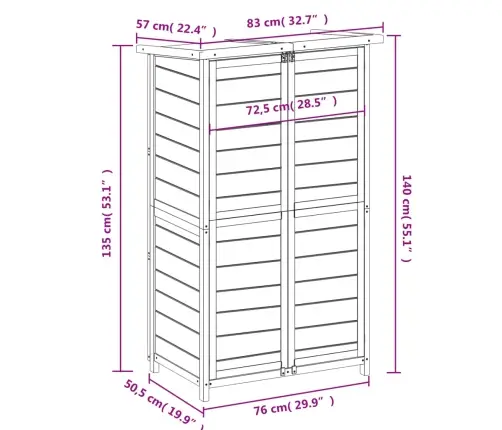 Aia Tööriistakuur, Hall, 83 X 57 X 140 cm Männipuit