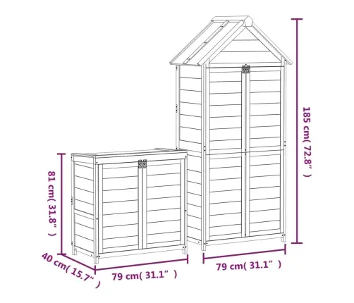 Dārza Šķūņu Komplekts, 2 Gab., Brūns, Priedes Masīvkoks Vidaxl