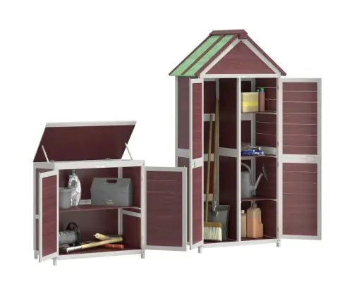 Dārza Šķūņu Komplekts, 2 Gab., Brūns, Priedes Masīvkoks Vidaxl