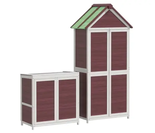 Dārza Šķūņu Komplekts, 2 Gab., Brūns, Priedes Masīvkoks Vidaxl