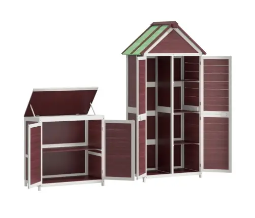 Dārza Šķūņu Komplekts, 2 Gab., Brūns, Priedes Masīvkoks Vidaxl