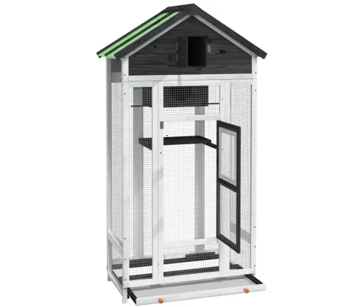 Namelis Paukščiams, Pilkas, 91,5X53X170cm Pušies Masyvas