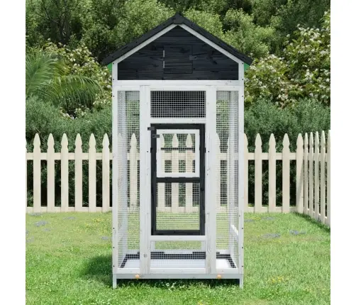 Namelis Paukščiams, Pilkas, 91,5X53X170cm Pušies Masyvas