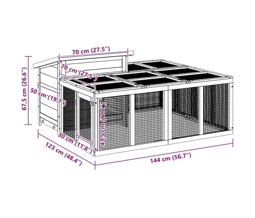 Trušu Būris, Pelēks, 144X123X67,5 Cm, Priedes Masīvkoks Vidaxl