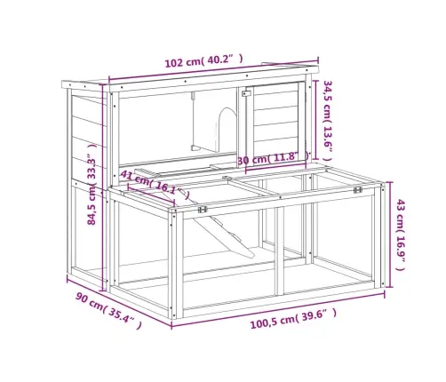 Trušu Būris, 102X90X84,5 Cm, Priedes Masīvkoks, Brūns Vidaxl