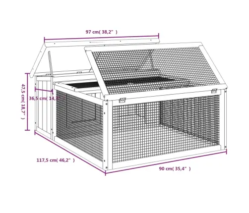 Küülikupuur, Helepruun, 117,5 X 97 X 47,5 cm Männipuit