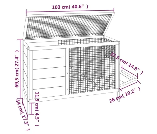 Trušu Būris, 103X44X69,5 Cm, Priedes Masīvkoks, Brūns Vidaxl