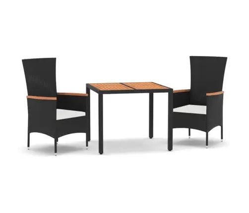 3-Daļīgs Dārza Mēbeļu Komplekts Ar Matračiem, Melns, Pe Pinums Vidaxl