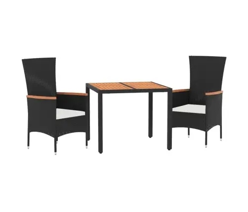 3-Daļīgs Dārza Mēbeļu Komplekts Ar Matračiem, Melns, Pe Pinums Vidaxl