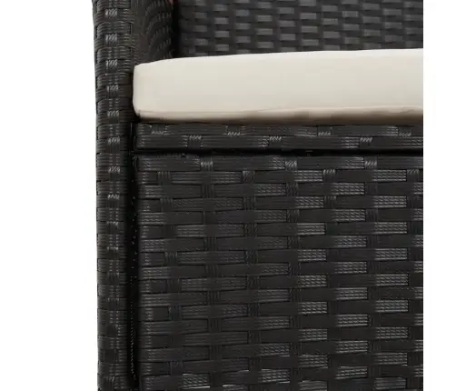 3-Daļīgs Dārza Mēbeļu Komplekts Ar Matračiem, Melns, Pe Pinums Vidaxl