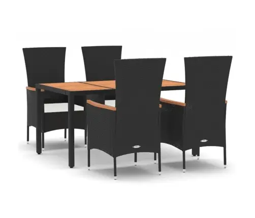 5-Osaline Aiamööbli Komplekt Patjadega, Must, Polürotang