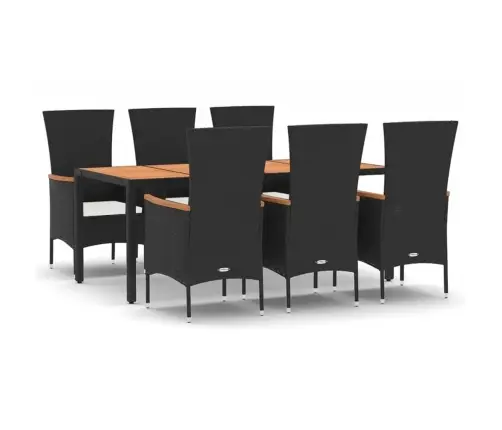 Sodo Komplektas Su Pagalvėlėmis, 7 Dalių, Juodas, Poliratanas