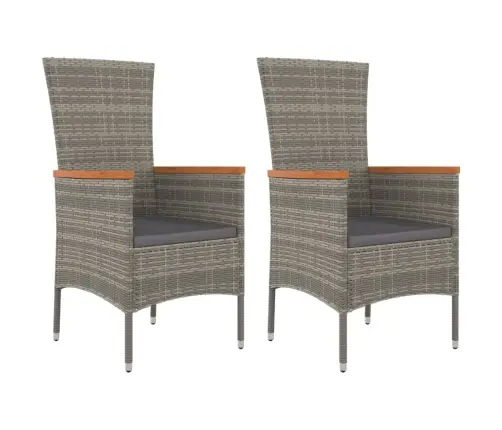 3-Daļīgs Virtuves Mēbeles Ar Spilveniem, Pelēka Pe Rotangpalma Vidaxl