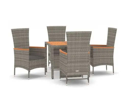 Sodo Komplektas Su Pagalvėlėmis, 5 Dalių, Pilkas, Poliratanas