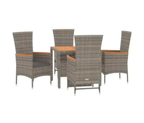 Sodo Komplektas Su Pagalvėlėmis, 5 Dalių, Pilkas, Poliratanas