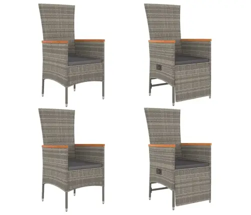 Sodo Komplektas Su Pagalvėlėmis, 5 Dalių, Pilkas, Poliratanas