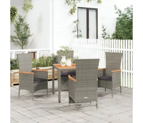 Sodo Komplektas Su Pagalvėlėmis, 5 Dalių, Pilkas, Poliratanas