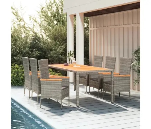 7-Daļīgs Dārza Mēbeļu Komplekts Ar Matračiem, Pelēks, Pe Pinums Vidaxl