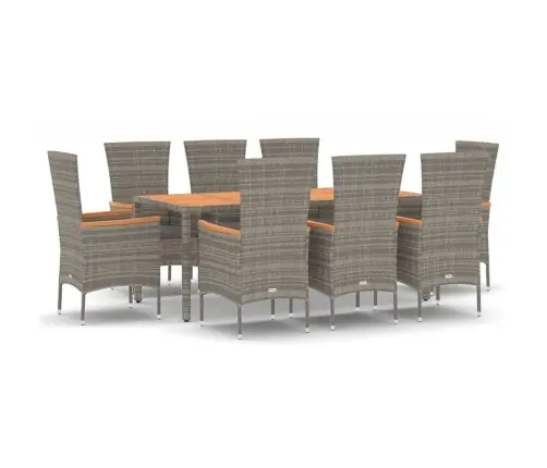 9-Osaline Aiamööbli Komplekt Patjadega, Hall, Polürotang