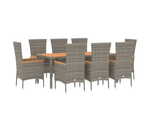 9-Osaline Aiamööbli Komplekt Patjadega, Hall, Polürotang