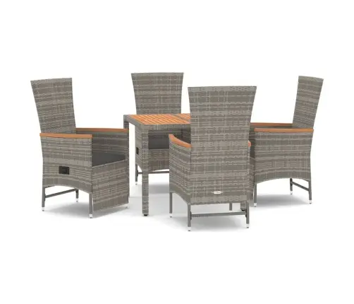 5-Osaline Aiamööbli Komplekt Patjadega, Hall, Polürotang