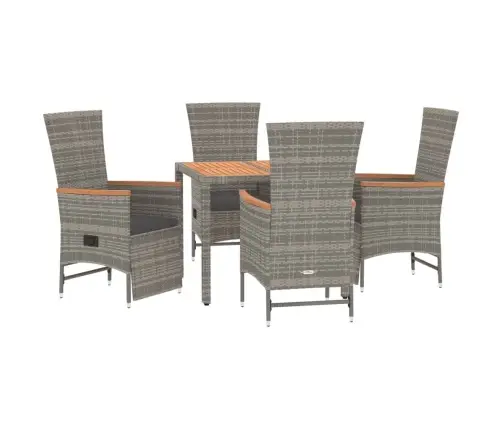 5-Osaline Aiamööbli Komplekt Patjadega, Hall, Polürotang