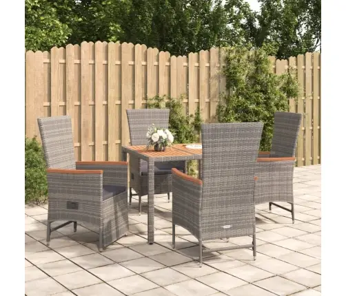 5-Osaline Aiamööbli Komplekt Patjadega, Hall, Polürotang