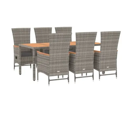 7-Daļīgs Dārza Mēbeļu Komplekts Ar Matračiem, Pelēks, Pe Pinums Vidaxl