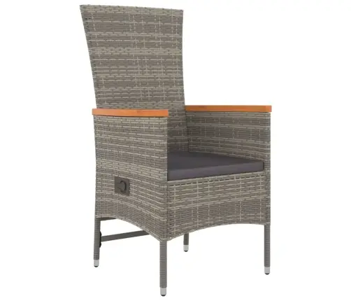 7-Daļīgs Dārza Mēbeļu Komplekts Ar Matračiem, Pelēks, Pe Pinums Vidaxl