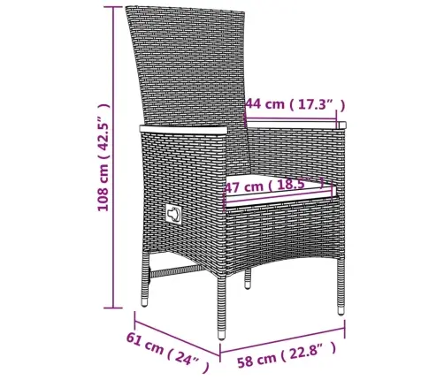 9-Osaline Aiamööbli Komplekt Patjadega, Hall, Polürotang
