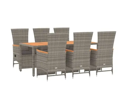 7-Daļīgs Dārza Mēbeļu Komplekts Ar Matračiem, Pelēks, Pe Pinums Vidaxl