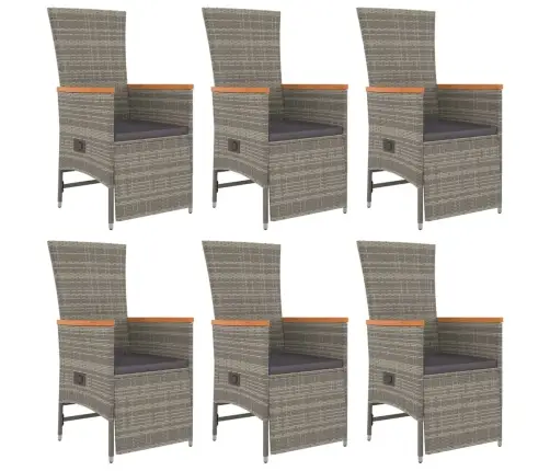 7-Daļīgs Dārza Mēbeļu Komplekts Ar Matračiem, Pelēks, Pe Pinums Vidaxl