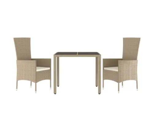 Sodo Komplektas Su Pagalvėlėmis, 3 Dalių, Smėlio, Poliratanas