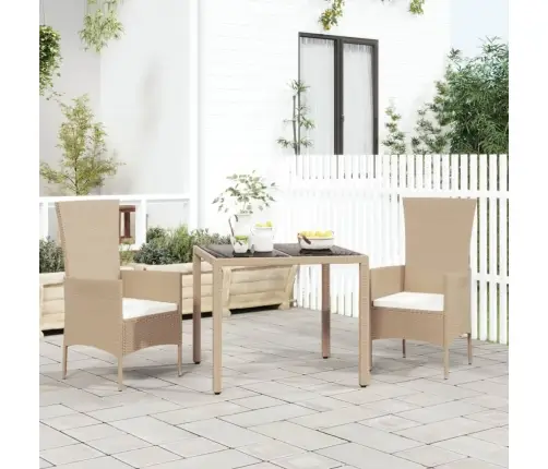 Sodo Komplektas Su Pagalvėlėmis, 3 Dalių, Smėlio, Poliratanas