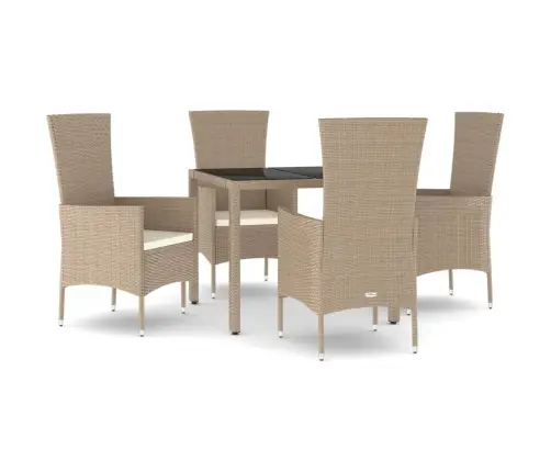 Sodo Komplektas Su Pagalvėlėmis, 5 Dalių, Smėlio, Poliratanas