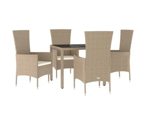 Sodo Komplektas Su Pagalvėlėmis, 5 Dalių, Smėlio, Poliratanas