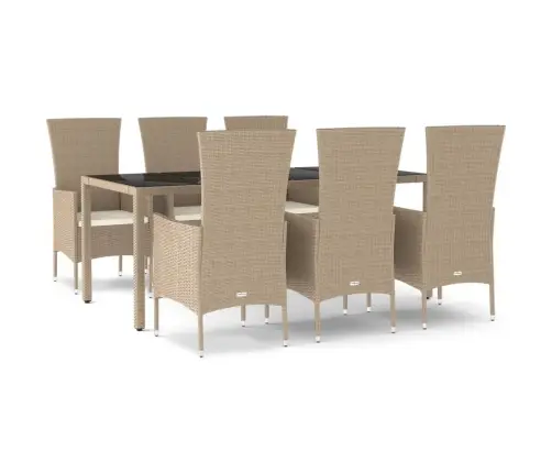 7-Osaline Aiamööbli Komplekt Patjadega, Beež, Polürotang