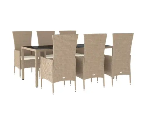 7-Osaline Aiamööbli Komplekt Patjadega, Beež, Polürotang