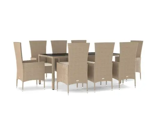 9-Daļīgs Virtuves Mēbeļu Komplekts Ar Matračiem, Pe Rotangpalma Vidaxl